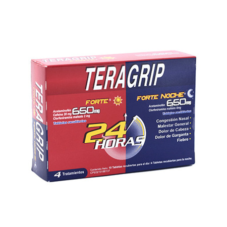 Imagen de Acetaminofen  Clorfeniramina Teragrip Forte Tab. 650Mg X14