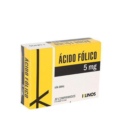 Imagen de Ácido Fólico 5 Mg 30 Tab Klinos.