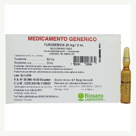 Imagen de Furosemida Amp. 20M/2mL x100