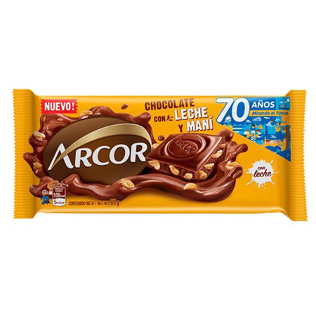 Imagen de Chocolate Barra Arcor Leche y Mani 95 Gr