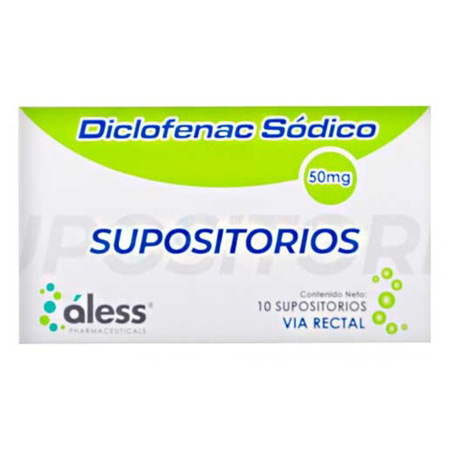 Imagen de Diclofenac Sódico Supositorios 50mg X 10 Aless