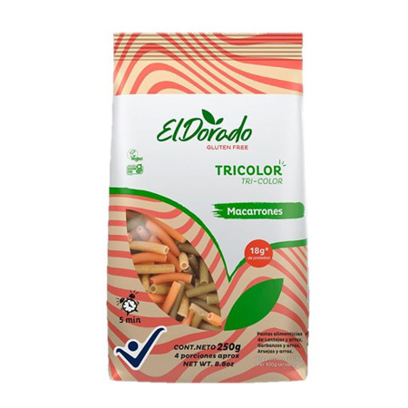 Imagen de Pasta Macarron El Dorado Tricolor Gluten Free 250g