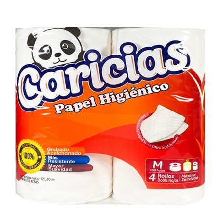 Imagen de Papel Higiénico Caricias 300 Hojas 4und