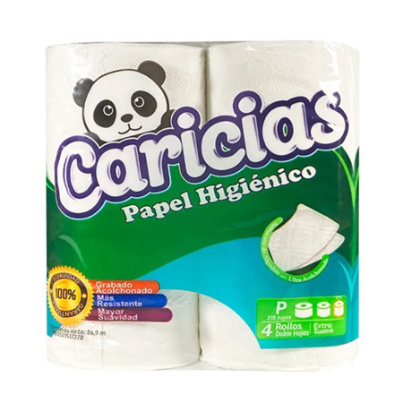 Imagen de Papel Higiénico Caricias 215 Hojas 4und