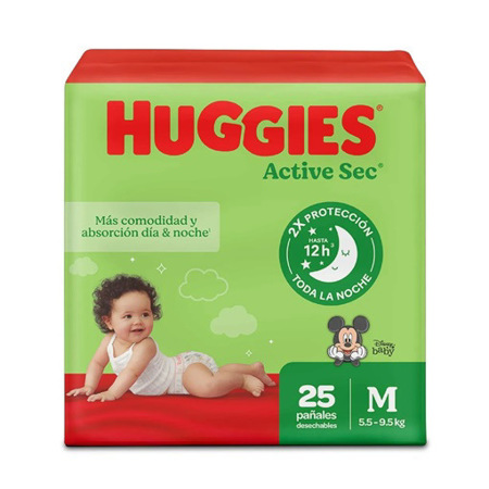 Imagen de Pañal Bebe Huggies Activesec Talla M 25 Und