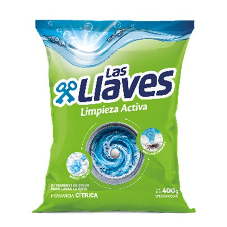 Imagen de Detergente En Polvo Las Llaves Limpieza Activa Cítrica 400g