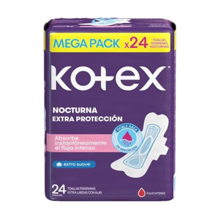 Imagen de Toalla Sanitaria Kotex Nocturna Extra Proteccion  24 Und