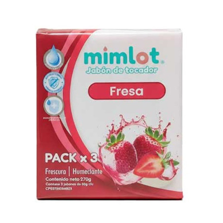 Imagen de Jabón Barra Mimlot Fresa 270g 3 Und